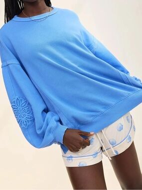 Aerie keep it light crochet sweatshirt